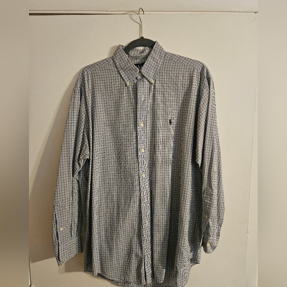 Ralph Lauren Men's Black and White Plaid Shirt
